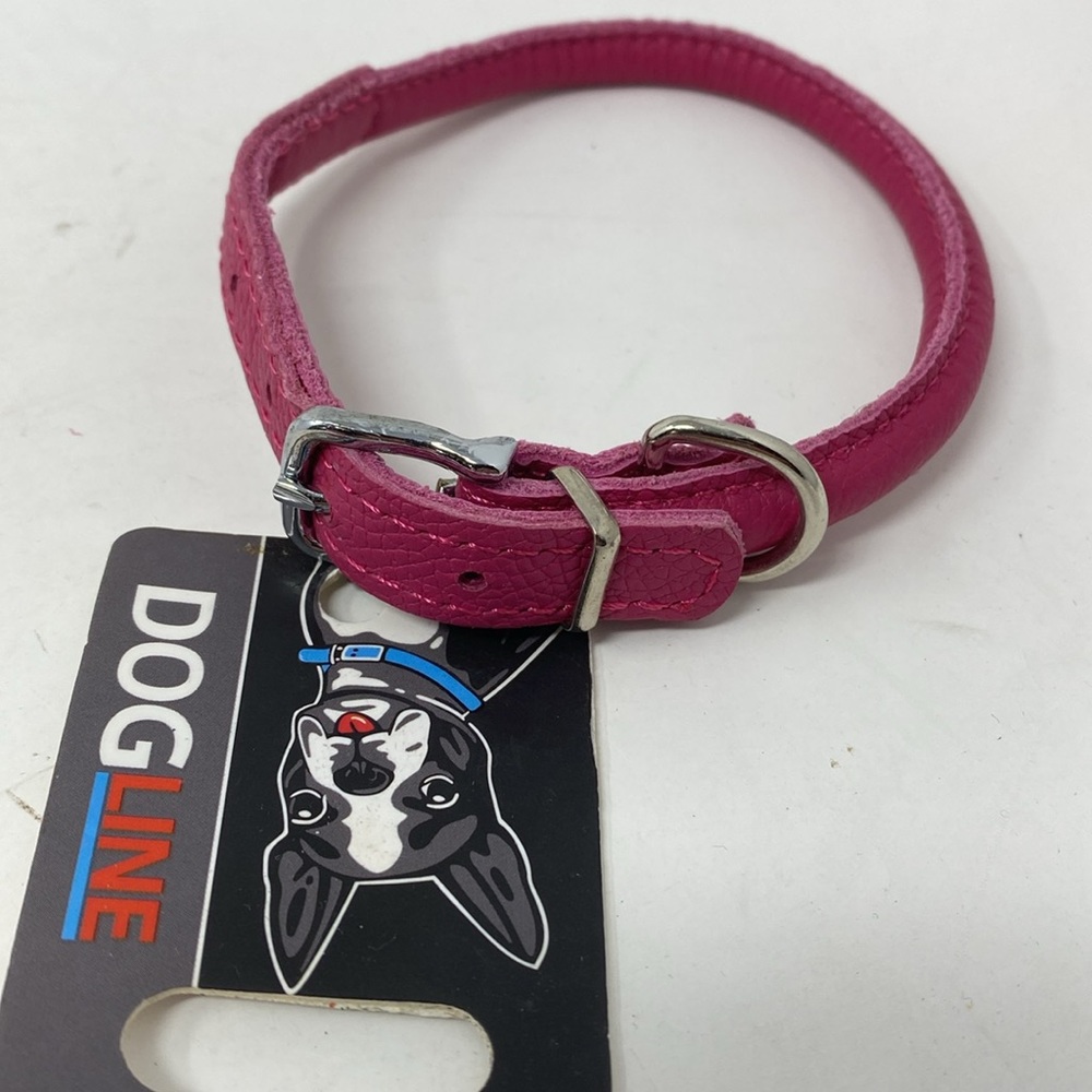 NWT Dogline Group Rounded Pink LeatherDog Collar - Picture 6 of 6